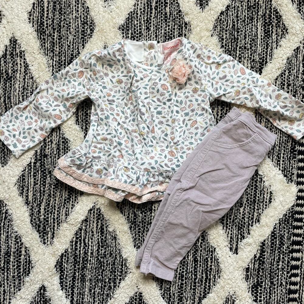 Savannah Boutique Jeans and Long Sleeve Shirt baby Girls size 3-6 mo